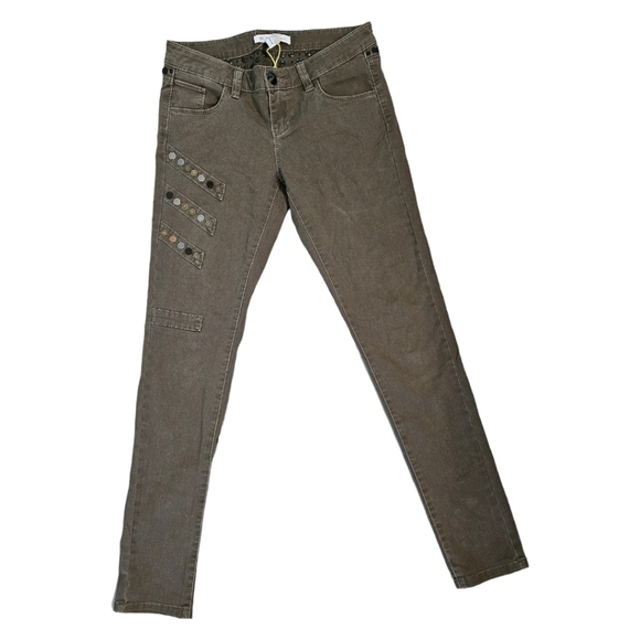 BCBGeneration Denim - BCBGeneration olive green studded skinny jeans. Size 24